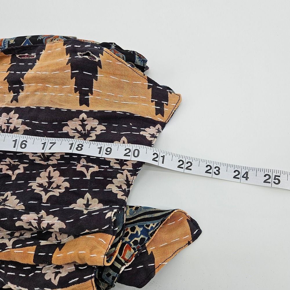 Patterned Cotton Vest in Mustard and Navy - Picture 6 of 9